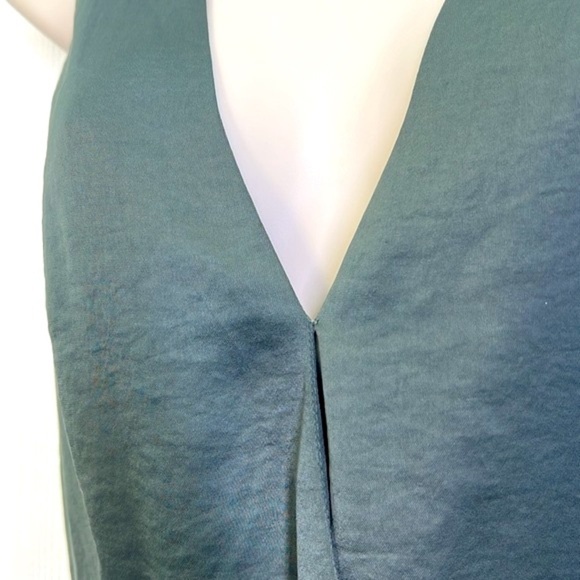 H&M - Dark Khaki Green Ankle Length Sleeveless Jumpsuit 100 % Polyester SZ 6 - Picture 6 of 12